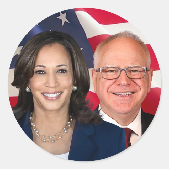 Adesivo Kamala Harris e Tim Walz (Frente)