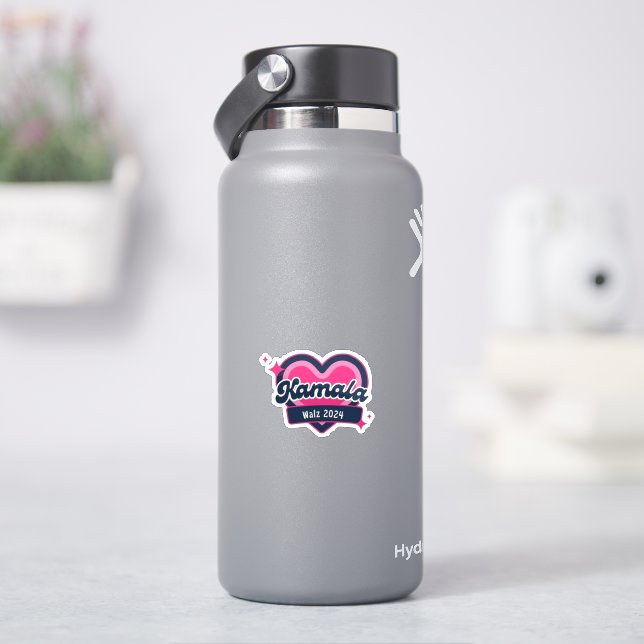 Adesivo Kamala Harris Girly Pink Heart Presidente (HidroFlask)