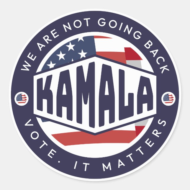 Adesivo Kamala Harris: Não vamos voltar (Frente)