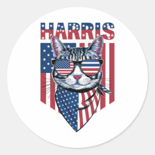 Adesivo Kamala Harris para Presidente 2024 Gato Engraçado 