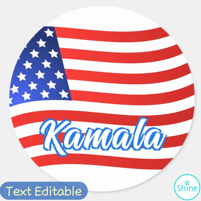 Adesivo Kamala Harris para Presidente Elegante Script EUA  (Criador carregado)