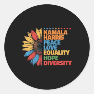 Adesivo Kamala Harris Paz Igualdade Amor Diversidade de Es