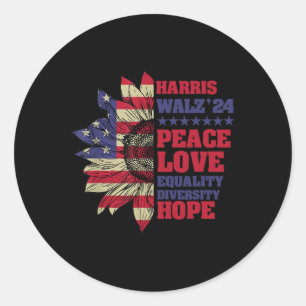 Adesivo Kamala Harris Tim Walz 2024 Peace Lgbt Harris Walz