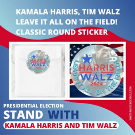 Adesivo Kamala Harris, Tim Walz, deixe tudo no campo!