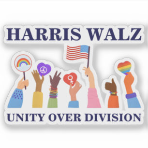 Adesivo Kamala Harris Tim Walz Unity Over Division