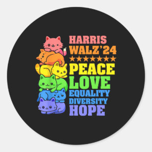 Adesivo Kamala Harris Tim Wheimer 2024 Peace Cat Lgbt Harr
