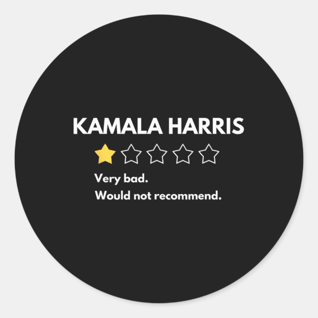 Adesivo Kamala Harris Um Ataque De 1 Estrela Muito Ruim Nã (Frente)