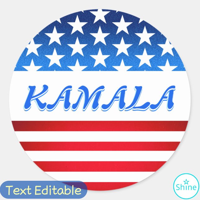 Adesivo Kamala Harris USA Flag Custom Text Elections 2024 (Criador carregado)