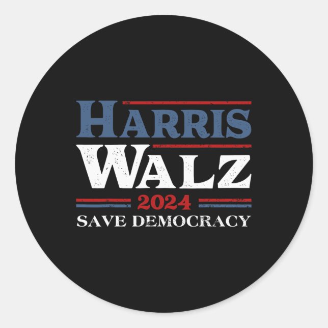 Adesivo Kamala Harris Waltz 2024 Eleições Salvar Democraci (Frente)