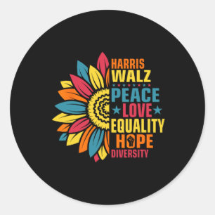 Adesivo Kamala Harris Waltz Peace Love E Hope Diversity