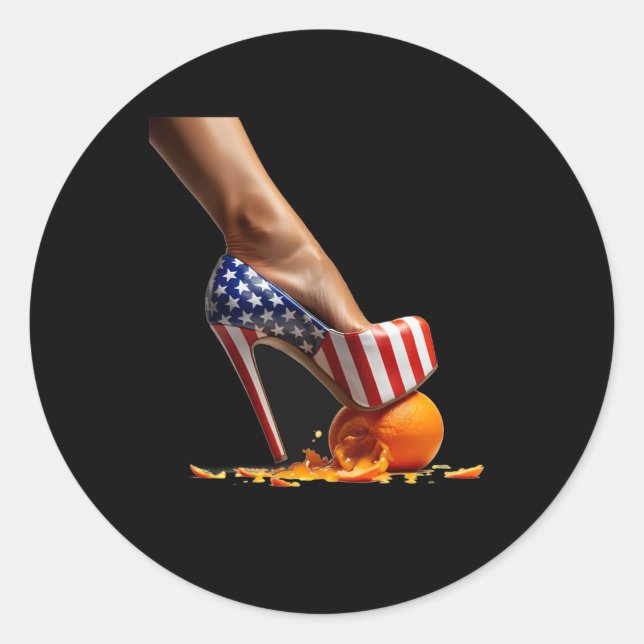 Adesivo Kamala Heels Passando Em Laranja (Frente)