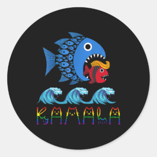 Adesivo Kamala Sobre Trump Blue Wave Peixes Grandes Come P