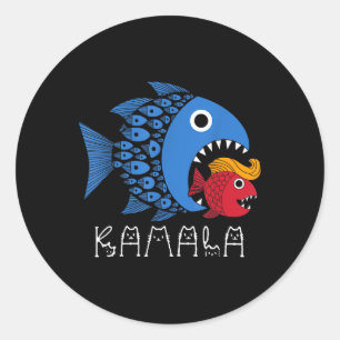 Adesivo Kamala Sobre Trump Onda Azul Peixe Grande Come Pei