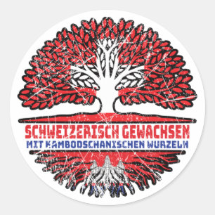 Adesivo Kambodscha Kambodschanisch Schweizer Schweiz Baum