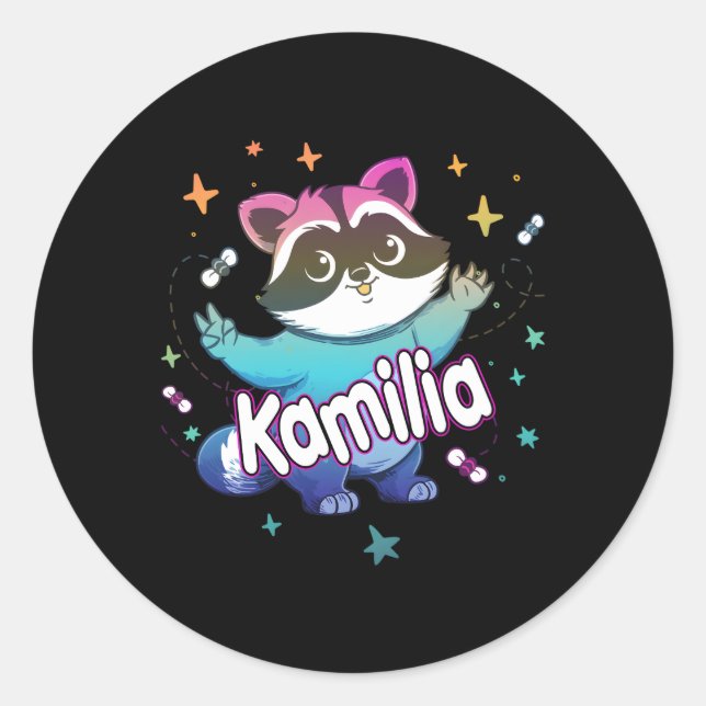 Adesivo Kamilia Adorable Name Com Raccoon (Frente)
