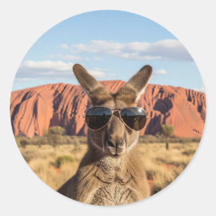 Adesivo Kangaroo com óculos de sol em Uluru, Austrália