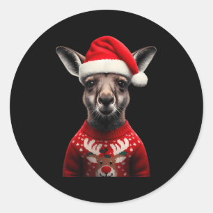 Adesivo Kangaroo Com Papai Noel Natal Austrália Xmas Z