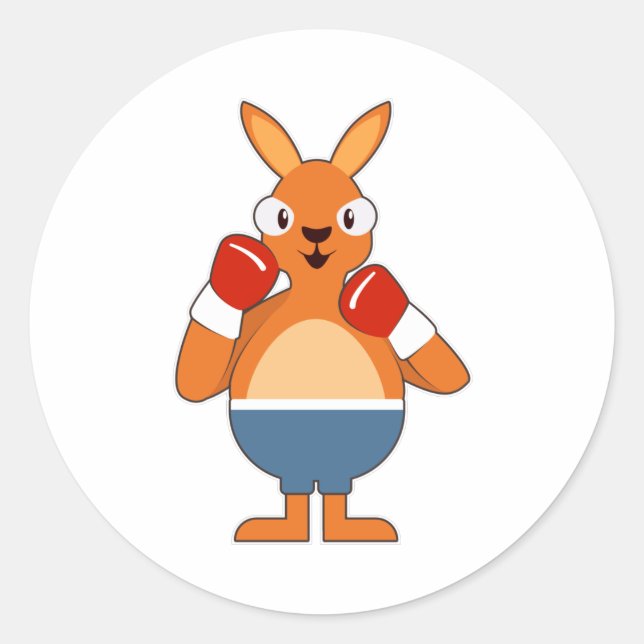 Adesivo Kangaroo como Boxer com luvas in a box (Frente)