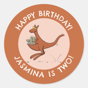 Adesivo Kangaroo e koalas personalizaram o aniversário do