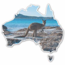 Adesivo Kangaroo na praia, Baía de Lucky, Austrália