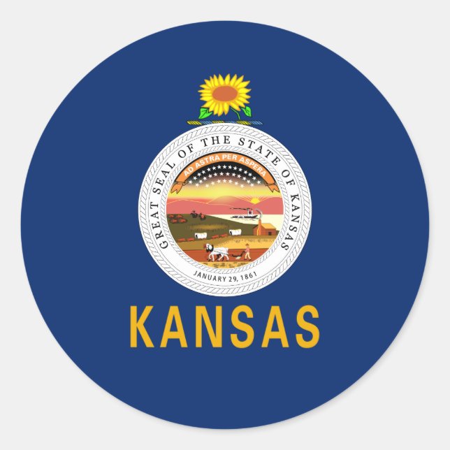 Adesivo Kansan Flag & Seal, Flag do Kansas (Frente)