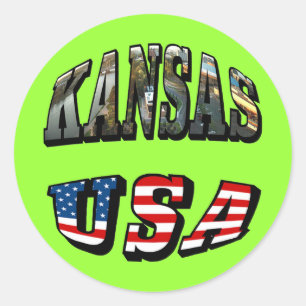 Adesivo Kansas Picture e USA Flag Font