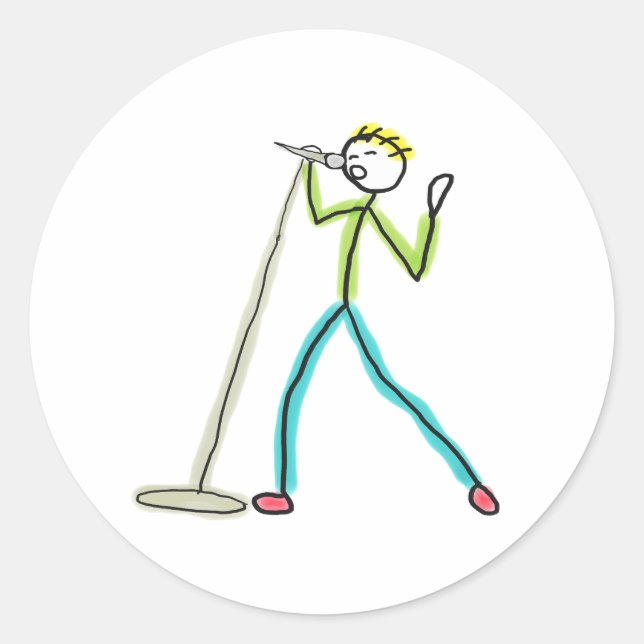 Adesivo Karaoke Cantando Stickman (Frente)