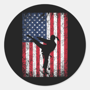 Adesivo Karate American Flag 4 De Julho Marcial Arts Patr
