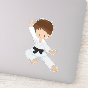 Adesivo Karate Boy, Cute Boy, Black Belt, Brown Hair