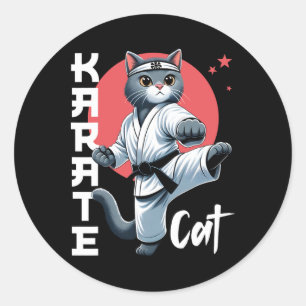 Adesivo Karate Cat Gi Black Belt Arts Martirizam Feline