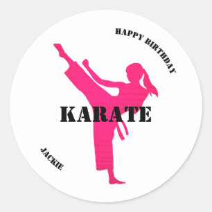 Adesivo Karate Girl Birthday Stickers