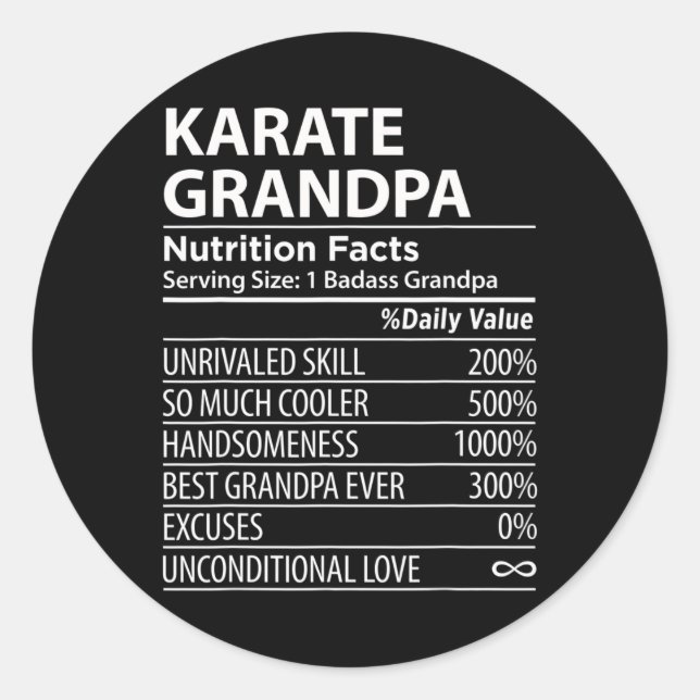Adesivo Karate Grandpa Nutrição Fala Engraçado Karate Gran (Frente)