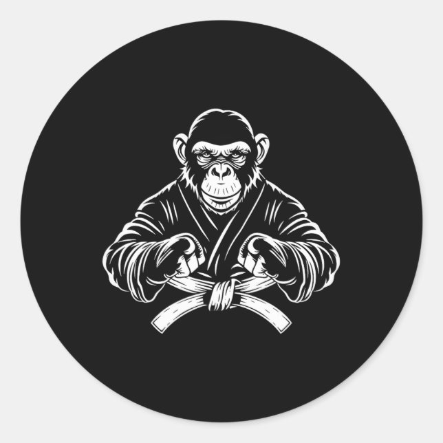 Adesivo Karate Monkey Desenho Kickboxing Jiu-jitsu Mma Mar (Frente)