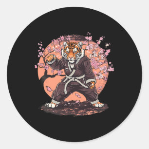 Adesivo Karate Tigre Flores de Sakura Taekwondo Jiu-jitsu 