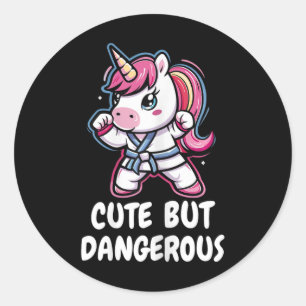Adesivo Karate Unicorn Cute, Mas Perigoso Ar Marcial Engra