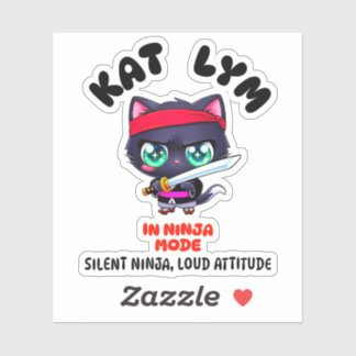 Adesivo Kat Lym In Ninja Mode Cat Sticker