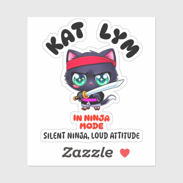 Adesivo Kat Lym In Ninja Mode Cat Sticker (Folha)