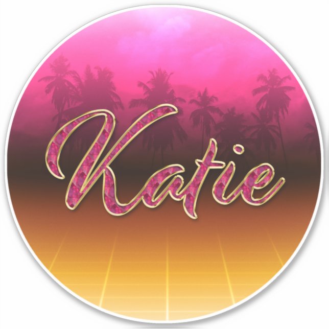 Adesivo Katie Vorname Name golden pink Aufkleber Sticker (Frente)