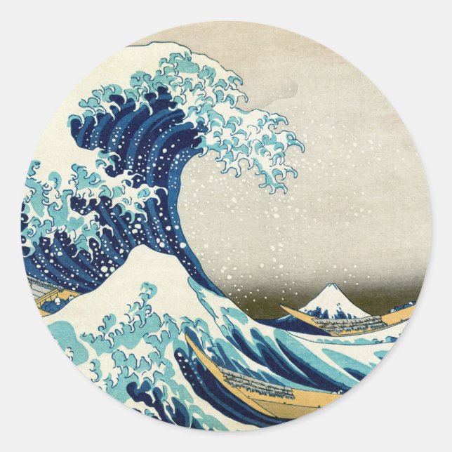 Adesivo Katsushika Hokusai - A onda do Excelente de Kanaga (Frente)