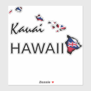 Adesivo KAUAI - HAWAII ILHAS HI Flag BLK
