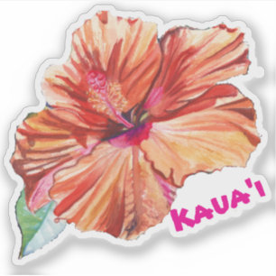 Adesivo Kauai Hibiscus Watercolor Hawaiian Sticker