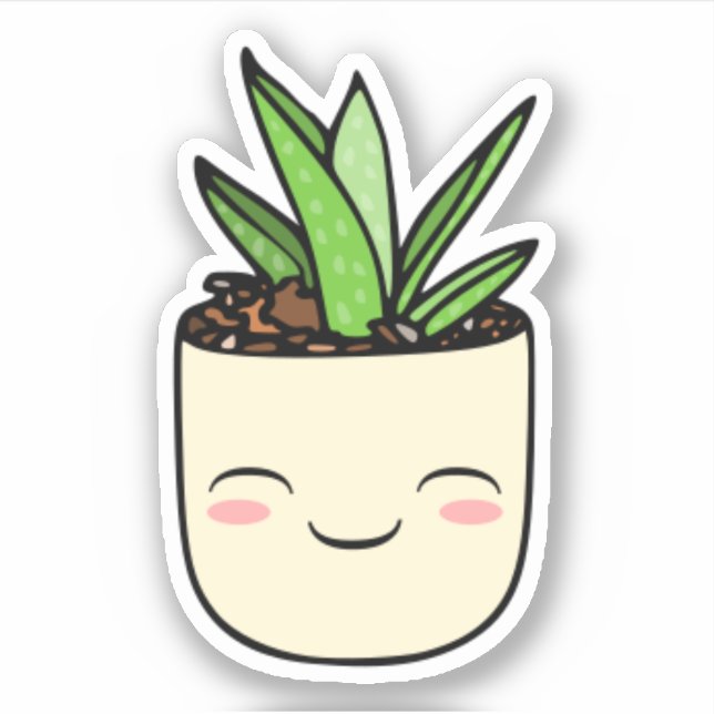 Adesivo Kawaii Aloe Cartoon Sticker (Frente)