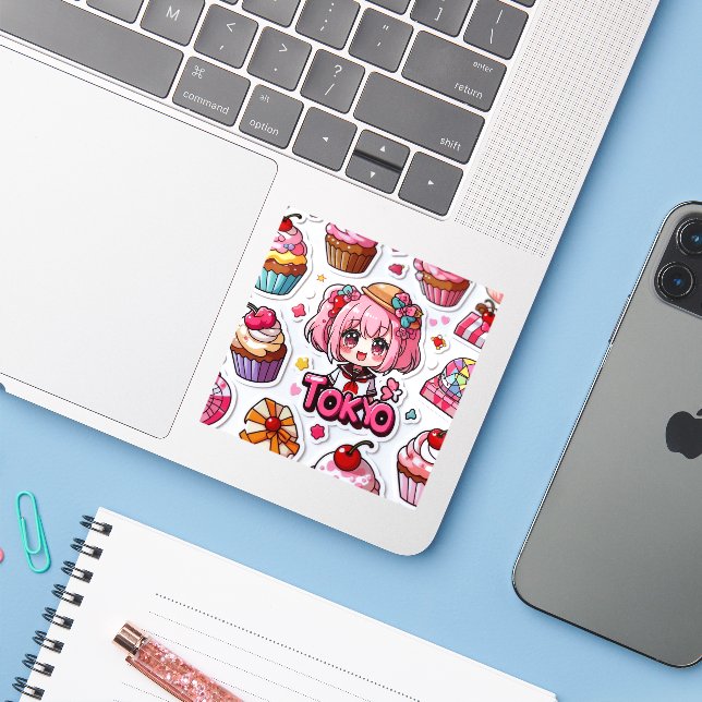 Adesivo Kawaii Anime Art Japanese Pop Culture  (Notebook com iPhone)