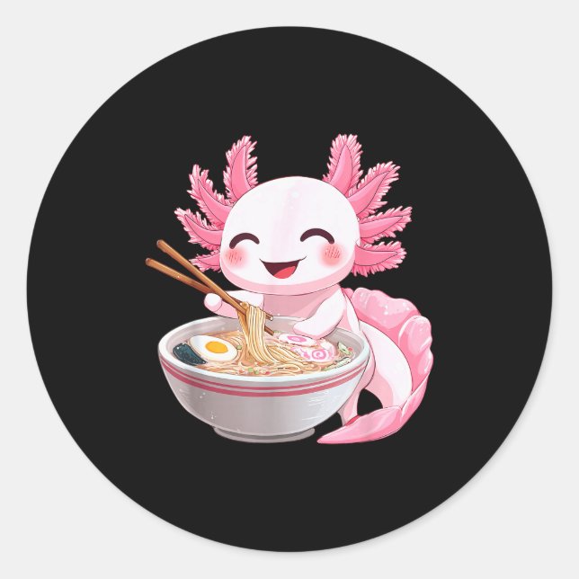 Adesivo Kawaii Anime Axolotl Ramen  (Frente)