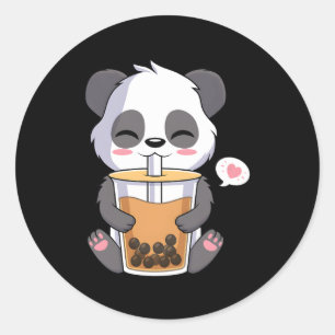 Adesivo Kawaii Anime Panda Bebendo Boba Bubble Tea