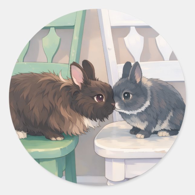 Adesivo Kawaii Anime Two Bunnies Stickers (Frente)