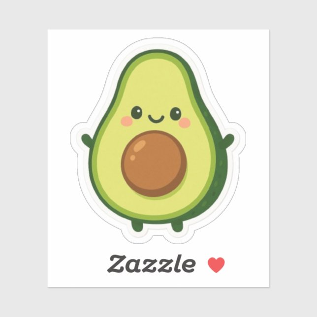 Adesivo Kawaii Avocado Cartoon Sticker (Folha)