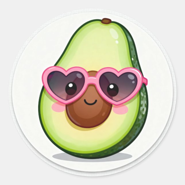 Adesivo Kawaii Avocado Heart Sunglasses Sticker (Frente)