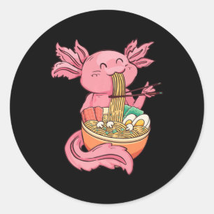 Adesivo Kawaii Axolotl Comendo Ramen Nodles Animes Criança