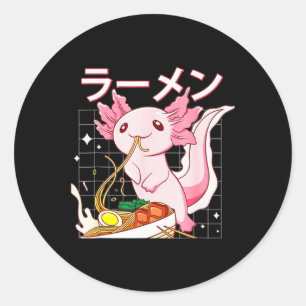 Adesivo Kawaii Axolotl Comendo Ramen Noodles Animes Girls 